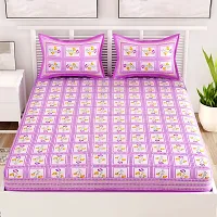 New Collection Purple Cotton Printed Double Bedsheet With Pillow Covers-thumb1