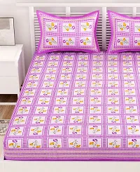 New Collection Purple Cotton Printed Double Bedsheet With Pillow Covers-thumb3