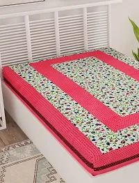 Designer Pink Cotton Printed Single Bedsheet-thumb2