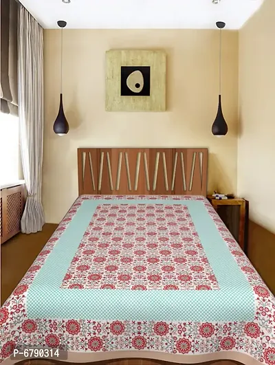 Designer Brown Cotton Printed Single Bedsheet
