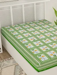 Designer Green Cotton Printed Single Bedsheet-thumb2