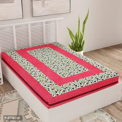 Designer Pink Cotton Printed Single Bedsheet-thumb0