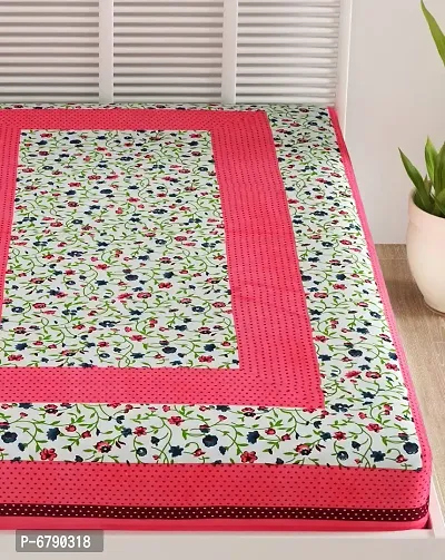 Designer Pink Cotton Printed Single Bedsheet-thumb4
