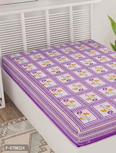 Designer Purple Cotton Printed Single Bedsheet-thumb3