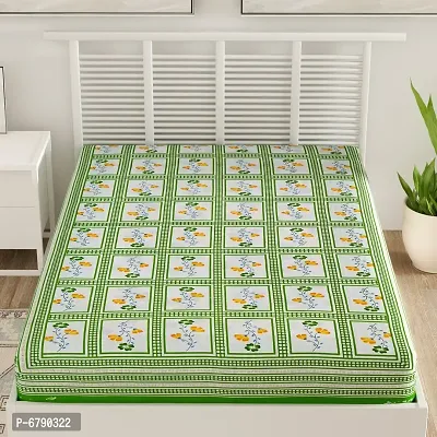 Designer Green Cotton Printed Single Bedsheet-thumb2