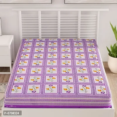 Designer Purple Cotton Printed Single Bedsheet-thumb2