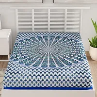 Designer Blue Cotton Printed Single Bedsheet-thumb1