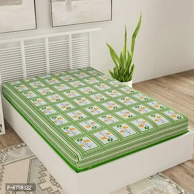 Designer Green Cotton Printed Single Bedsheet-thumb0
