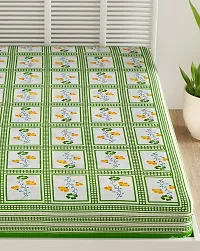 Designer Green Cotton Printed Single Bedsheet-thumb3