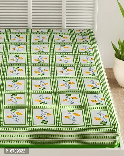 Designer Green Cotton Printed Single Bedsheet-thumb4