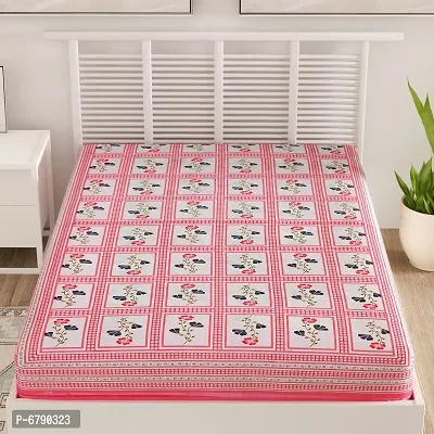 Designer Pink Cotton Printed Single Bedsheet-thumb2
