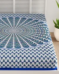 Designer Blue Cotton Printed Single Bedsheet-thumb3