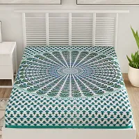 Designer Green Cotton Printed Single Bedsheet-thumb1