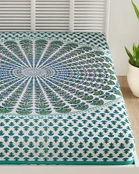 Designer Green Cotton Printed Single Bedsheet-thumb3