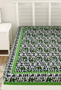 Designer Green Cotton Printed Single Bedsheet-thumb3