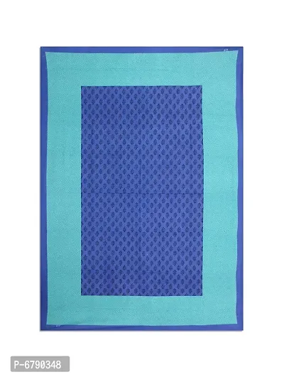 Designer Blue Cotton Printed Single Bedsheet-thumb2