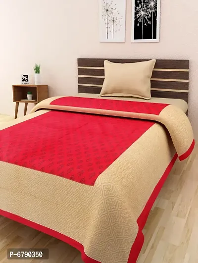 Designer Red Cotton Printed Single Bedsheet-thumb0