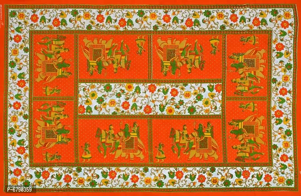 Designer Orange Cotton Printed Single Bedsheet-thumb5