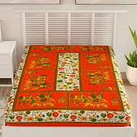 Designer Orange Cotton Printed Single Bedsheet-thumb1