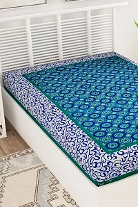 Designer Green Cotton Printed Single Bedsheet-thumb2