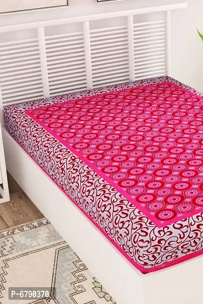 Designer Pink Cotton Printed Single Bedsheet-thumb3