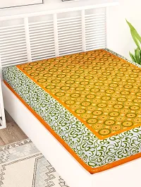 Designer Yellow Cotton Printed Single Bedsheet-thumb2
