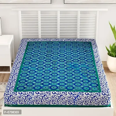 Designer Green Cotton Printed Single Bedsheet-thumb2