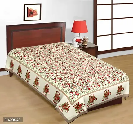 Designer Brown Cotton Printed Single Bedsheet