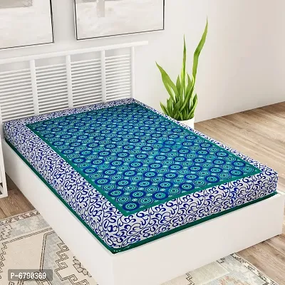 Designer Green Cotton Printed Single Bedsheet