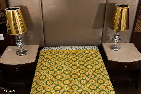 Designer Yellow Cotton Printed Single Bedsheet-thumb2