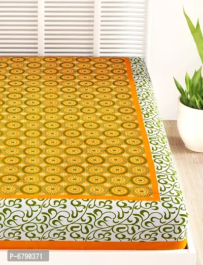 Designer Yellow Cotton Printed Single Bedsheet-thumb4
