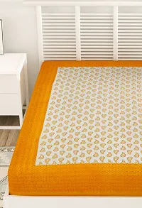 Designer Yellow Cotton Printed Single Bedsheet-thumb3