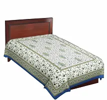 Designer Blue Cotton Printed Single Bedsheet-thumb1