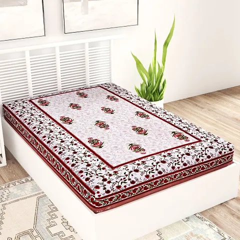 Cotton Printed Single Bedsheet 87*60 Inch Without Pillow Cover