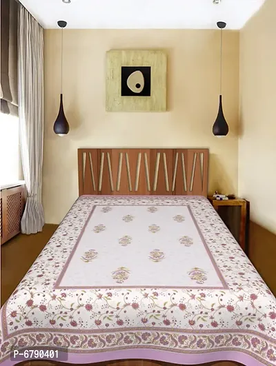 Designer Purple Cotton Printed Single Bedsheet