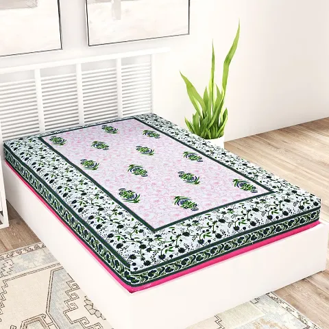 Cotton Printed Single Bedsheet 87*60 Inch Without Pillow Cover