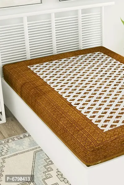 Designer Brown Cotton Printed Single Bedsheet-thumb3