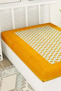 Designer Yellow Cotton Printed Single Bedsheet-thumb2