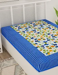 Designer Blue Cotton Printed Single Bedsheet-thumb2