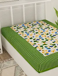 Designer Green Cotton Printed Single Bedsheet-thumb2