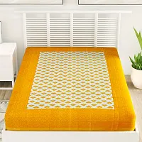 Designer Yellow Cotton Printed Single Bedsheet-thumb1