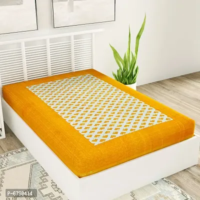 Designer Yellow Cotton Printed Single Bedsheet