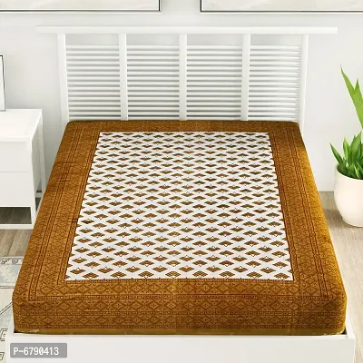 Designer Brown Cotton Printed Single Bedsheet-thumb2