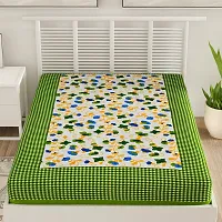 Designer Green Cotton Printed Single Bedsheet-thumb1