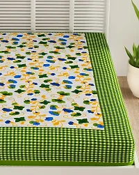 Designer Green Cotton Printed Single Bedsheet-thumb3