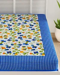 Designer Blue Cotton Printed Single Bedsheet-thumb3