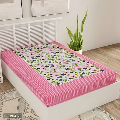 Designer Pink Cotton Printed Single Bedsheet