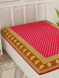 Designer Red Cotton Printed Single Bedsheet-thumb2
