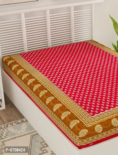 Designer Red Cotton Printed Single Bedsheet-thumb3