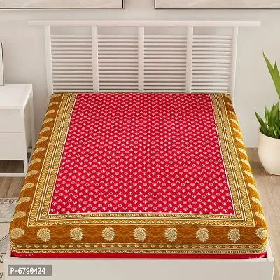 Designer Red Cotton Printed Single Bedsheet-thumb2